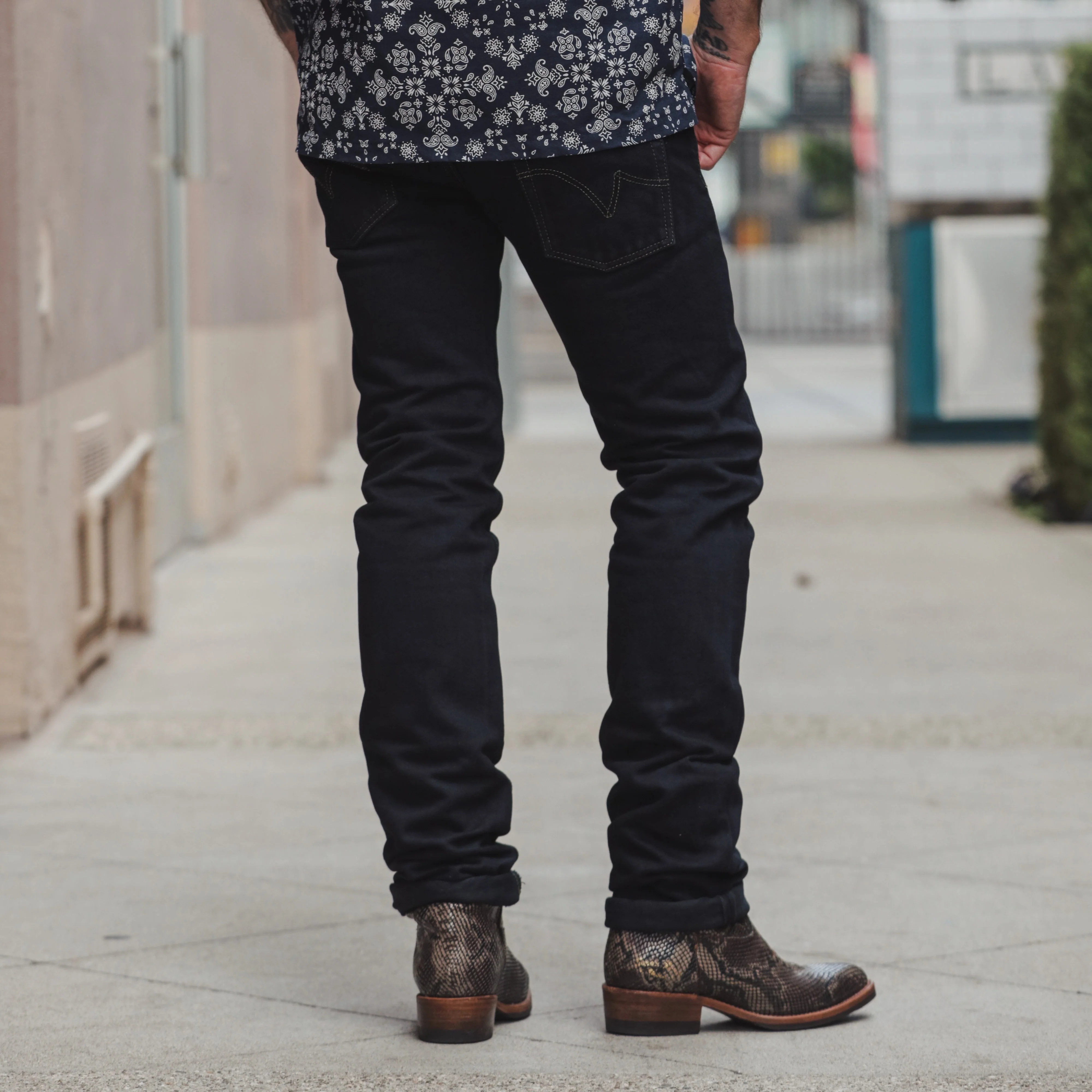 Iron Heart IH-777S-21OD 21oz Super Slim Tapered Jean Indigo Overdyed Black - Image 3