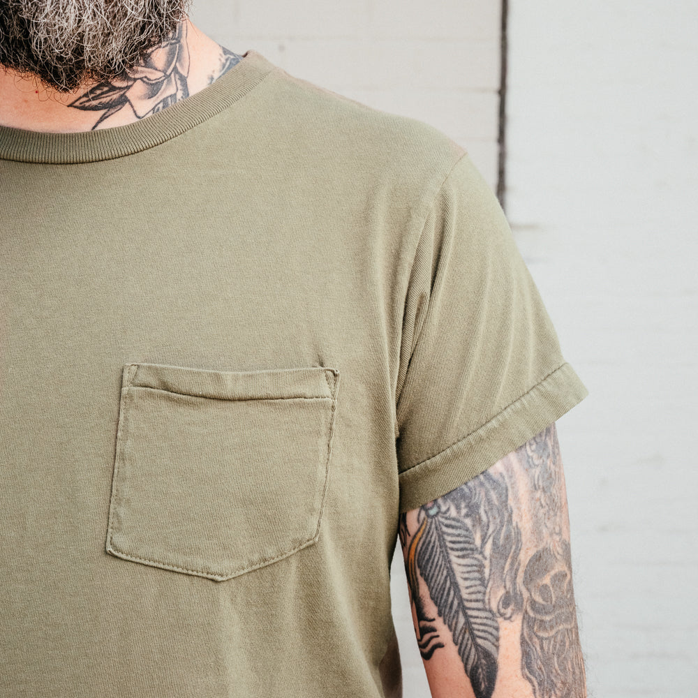 Schaeffer's Garment Hotel Ringspun Pocket Tee Moss Green - Image 3