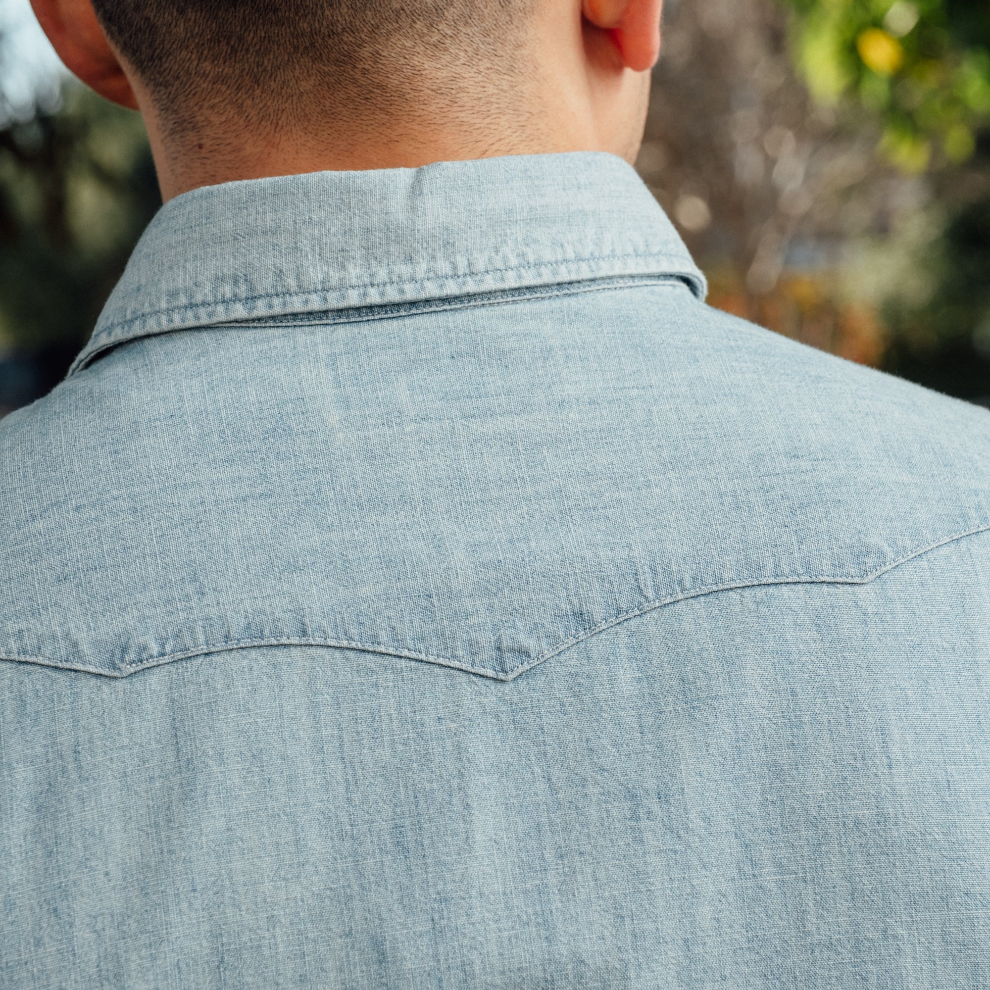 RRL Slim Chambray Western Shirt Davey Wash - Image 3