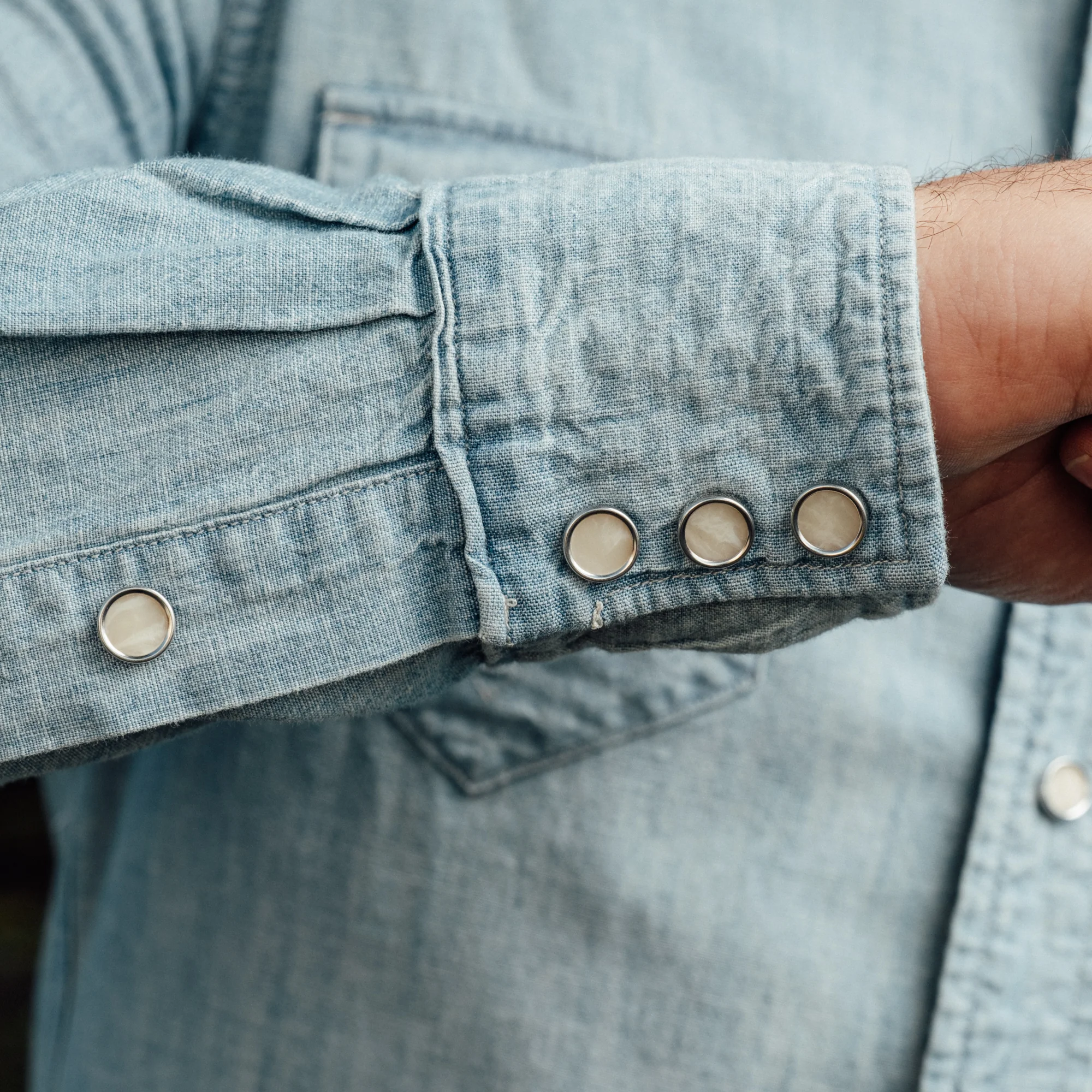 RRL Slim Chambray Western Shirt Davey Wash - Image 7